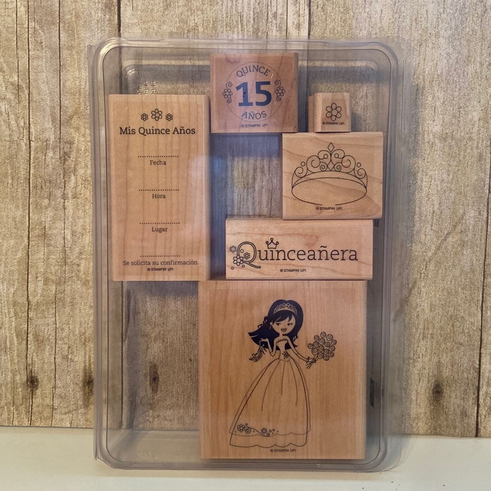 StampinUp wood block stamp set Quinceanera princess